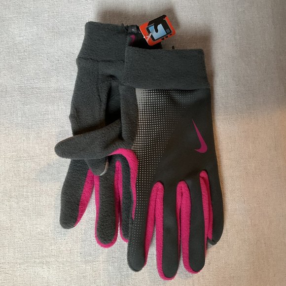 NEW Nike Women’s Thermal Tech Running Gloves, Gray/Pink, Sz L - Picture 1 of 7